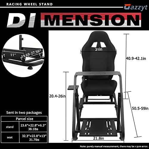 Racing Simulator Cockpit Adjustable Racing Seat with Monitor Arm Section Fit for Logitech G29 G920 G923, Thrustmaster, Fanatec, Sim Racing Cockpit without Wheel Pedal Shifter