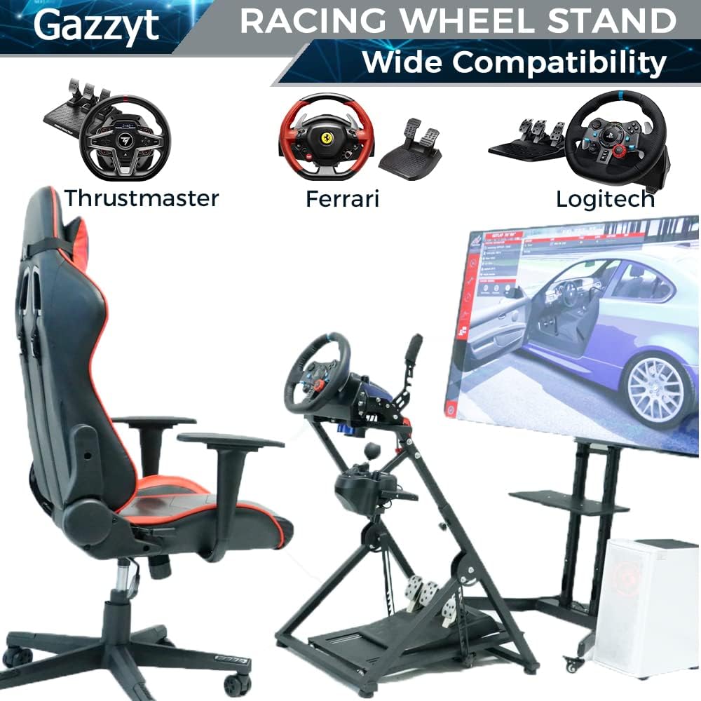 Sim Racing Wheel Stand New Upgrade X-frame fit for Logitech,Thrustmaster G27 G29 G920 G923 PXN V9 T248 T300 Steering Wheel Mount without Wheel Pedal and Shifter