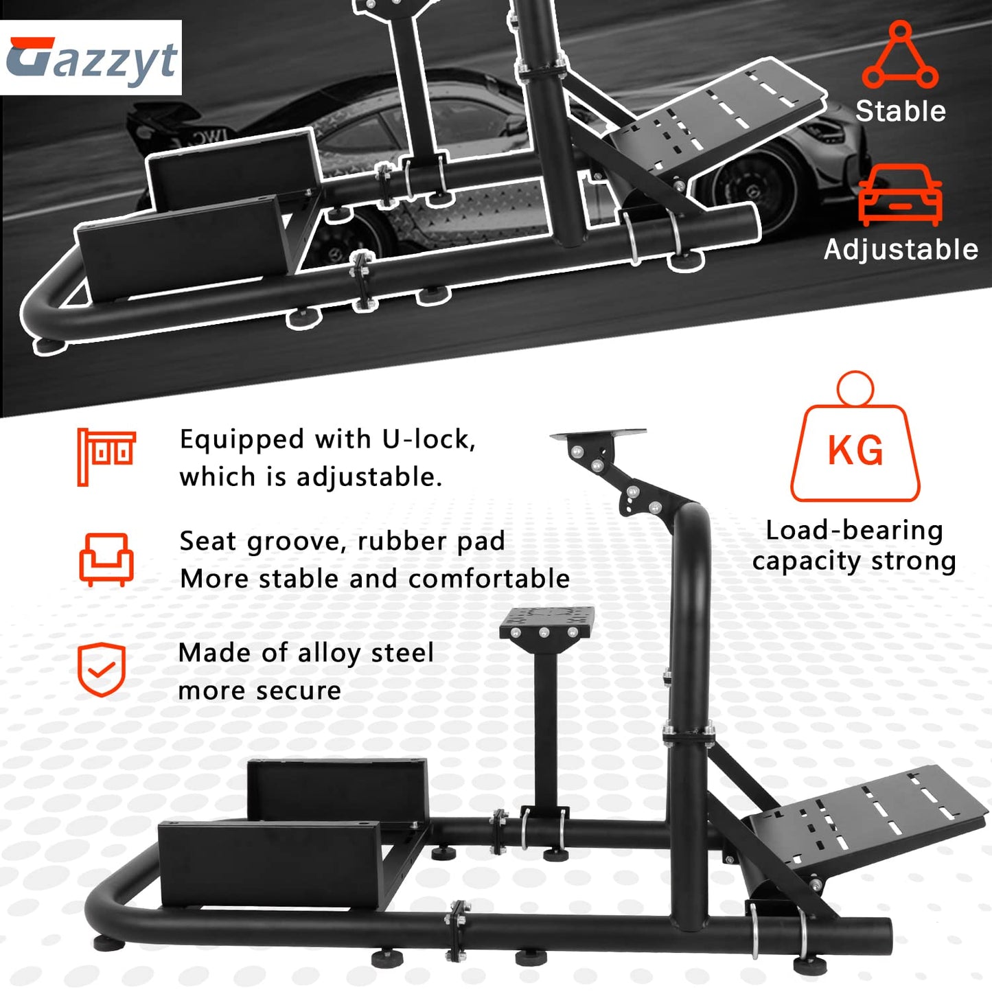 Racing Simulator Cockpit Vertical Structure 50mm Round Tube fit for Logitech,Thrustmaster,Fanatec,Moza G25 G27 G29 G920 T248 Adjustable without Wheel,Pedal,Shifter,handbrake,Seat