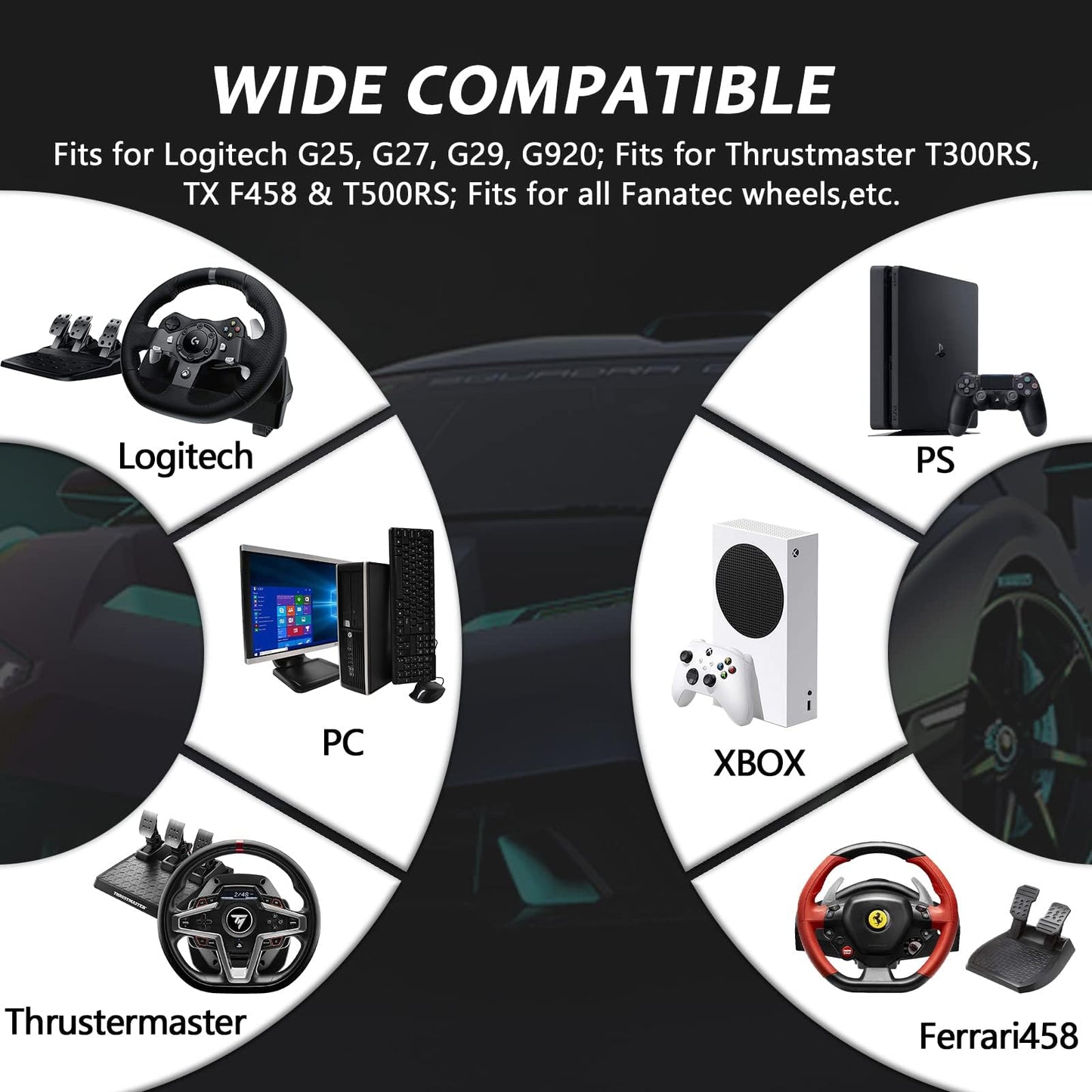 G920 Racing Steering Wheel with Double Shifter Foldable Fit for Logitech,Thrustmaster G29,G923,T150,T248 Wheel Stand Frame Driving Mount without Wheel Shifter and Pedal