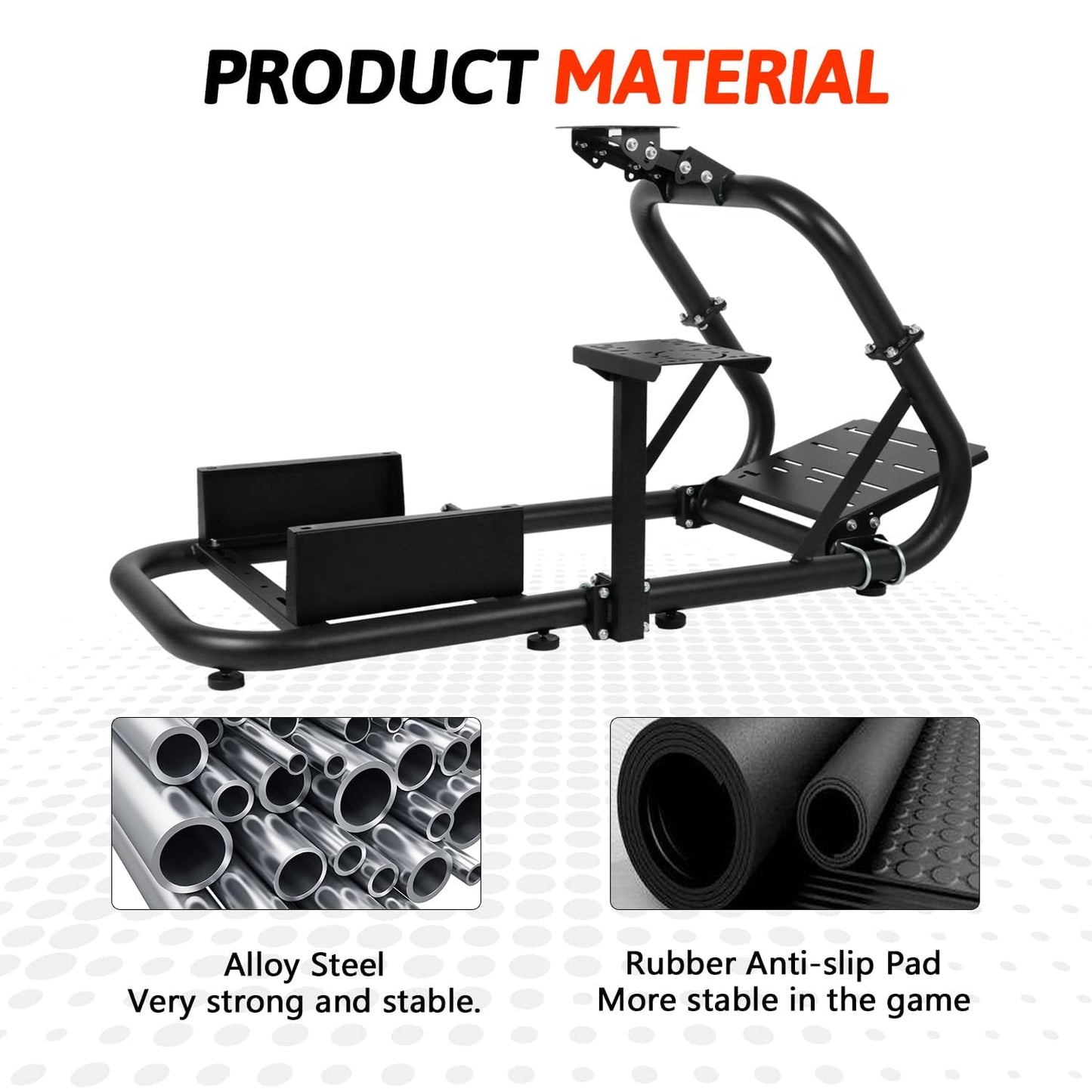 Racing Simulator Cockpit 50mm Arm Round Tube fit for Logitech,Thrustmaster,Fanatec G25 G27 G29 T248 T300 Adjustable Steering Wheel Stand without Wheel,Pedal,Shifter,handbrake and Seat