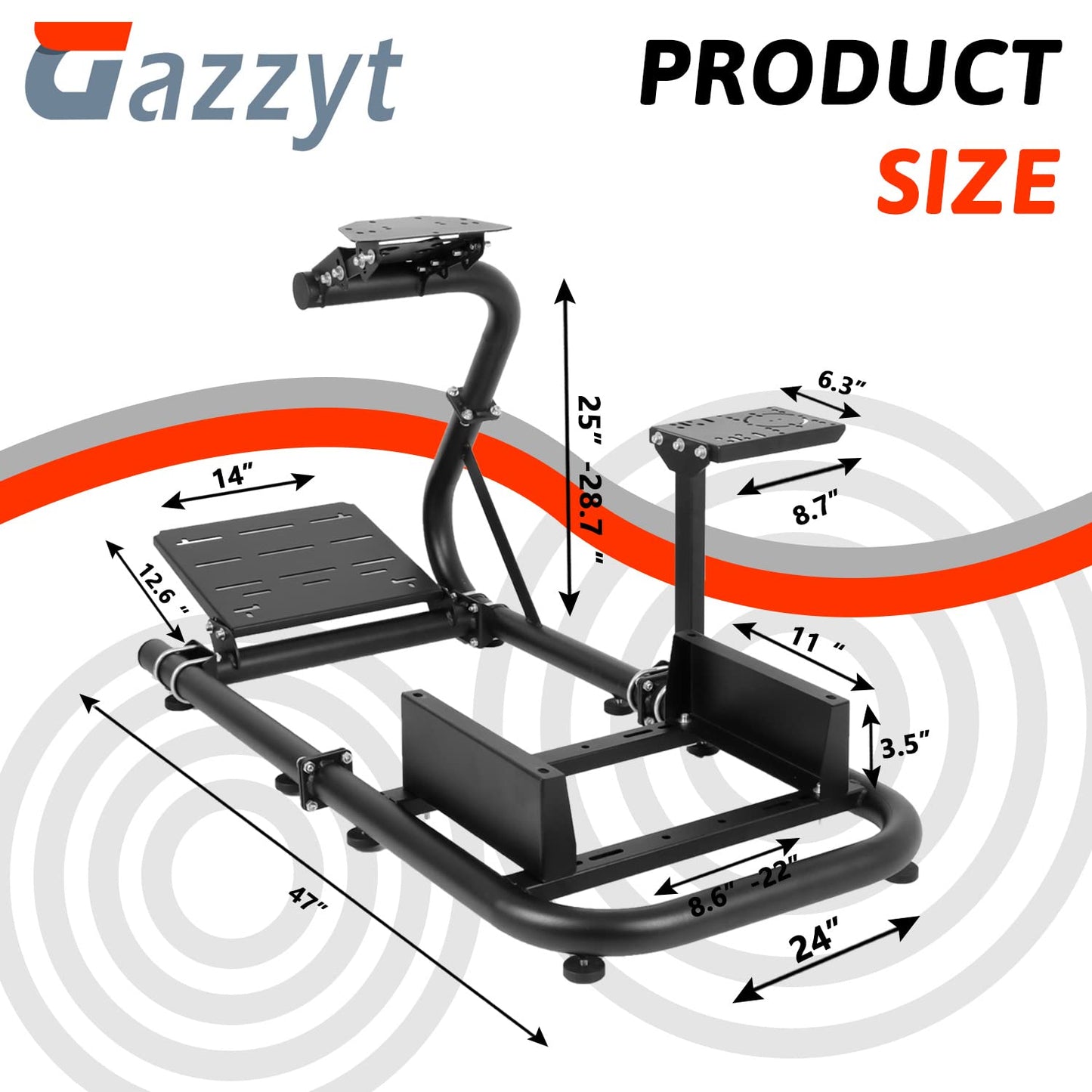 Racing Simulator Cockpit 50mm Single Arm Round Tube fit for Logitech,Thrustmaster,Fanatec G25 G27 G29 G920 G923 T248 T300 T300RS Stable Wheel,Pedal,Shifter,handbrake,Seat Not Included