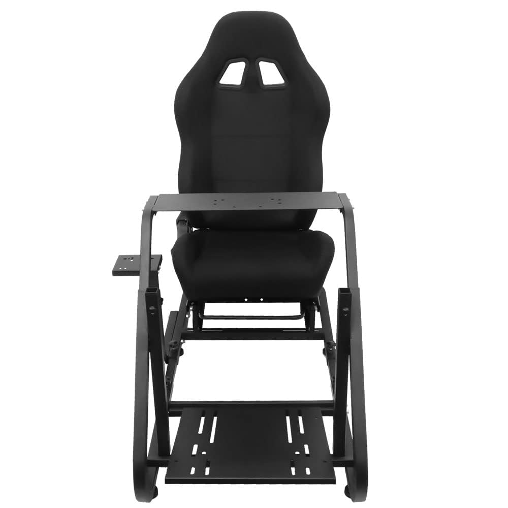 Racing Simulator Cockpit Adjustable Racing Seat with Monitor Arm Section Fit for Logitech G29 G920 G923, Thrustmaster, Fanatec, Sim Racing Cockpit without Wheel Pedal Shifter