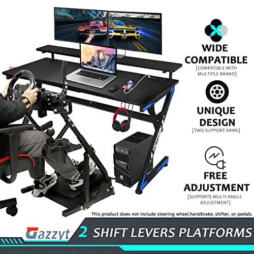 Racing Steering Wheel Stand with Double Reinforced Arm Fit for Logitech,Thrustmaster G29 G920 G923 T300 T300RS Foldable Ajustable Gaming Frame without Wheel Pedal and Shifter