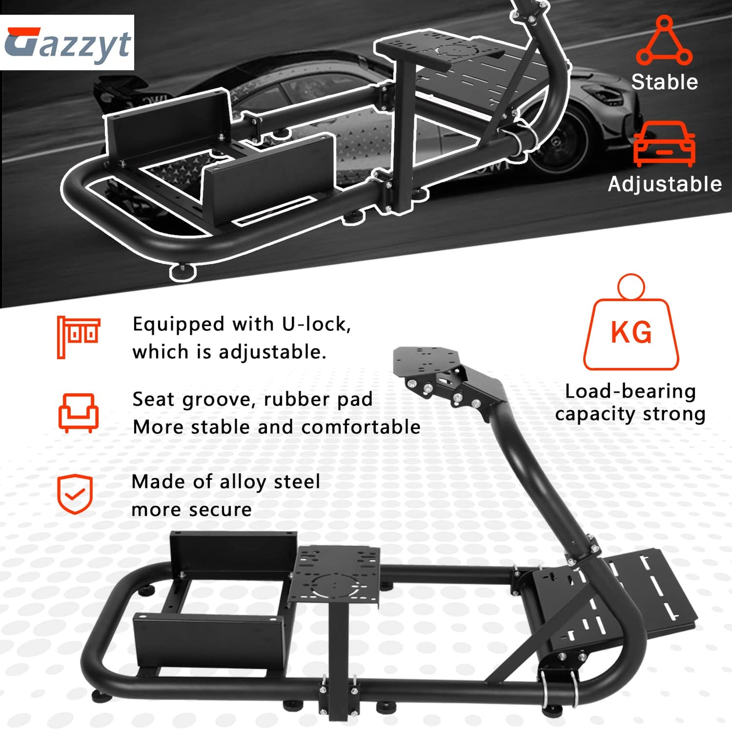 Racing Simulator Cockpit 50mm Single Arm Round Tube fit for Logitech,Thrustmaster,Fanatec G25 G27 G29 G920 G923 T248 T300 T300RS Stable Wheel,Pedal,Shifter,handbrake,Seat Not Included