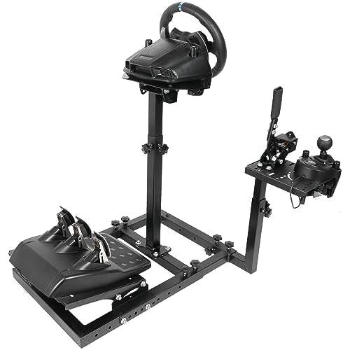 Flight Racing Wheel Stand 40mm Square Tube Fit for Logitech, Thrustmaster,Fanatec G29 G920 G923 T150 T248 T300 X52 X56 Adjustable Wheel,Pedal,Shifter and Handbrake Not Included