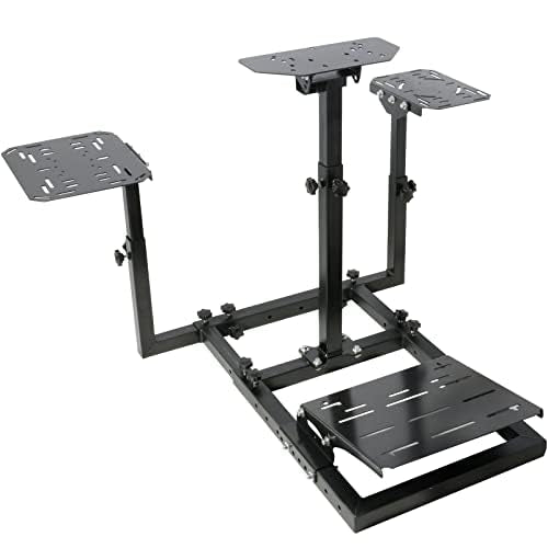 Flight Simulator Stand with Multiple Shift Panels Fit for Logitech,Thrustmaster,Fanatec,Hotas Warthog X52 X56 G29 G920 G923, Steering Wheel Frame, Not Included Wheel Pedal Shifter Joystick Seat