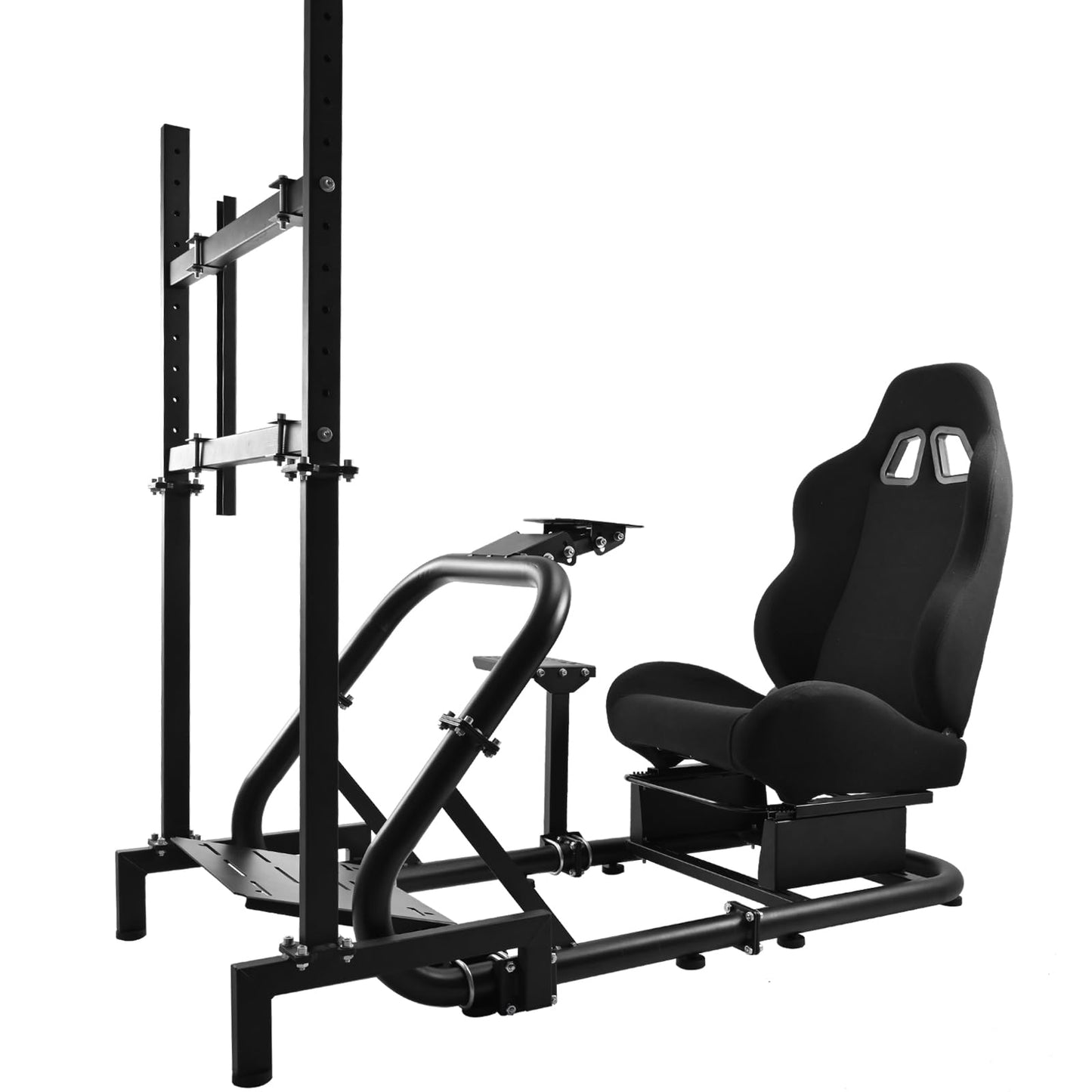 Racing Simulator Cockpit Black Racing Seat Stand with Monitor Mount Compatible with Logitech G27 G29 G920 G923 Thrustmaster Fanatec without TV Shifter Wheel Pedals