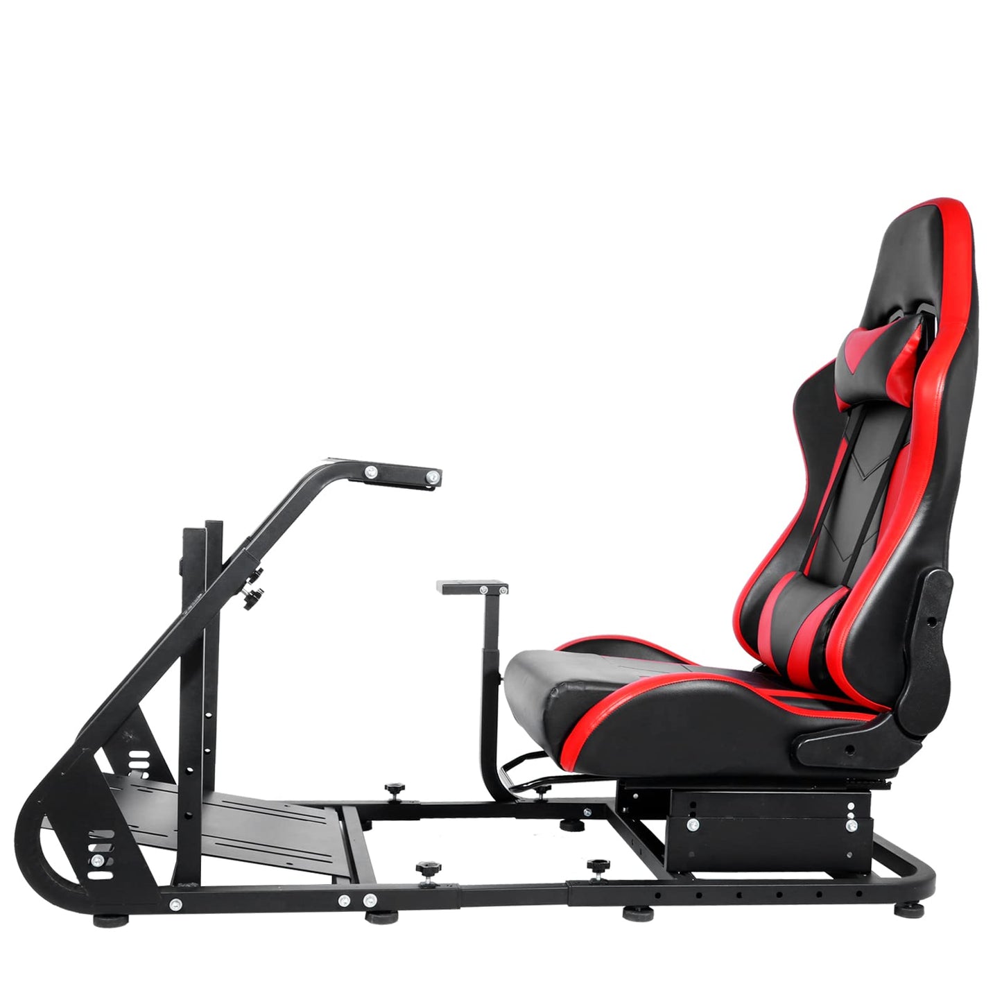 Racing Simulator Cockpit Adjustable Red Racing Seat with Installable Monitor Stand Section Fit for Logitech G29 G920 G923, Thrustmaster, Fanatec, Driving Wheel Stand without Wheel Pedal Shifter