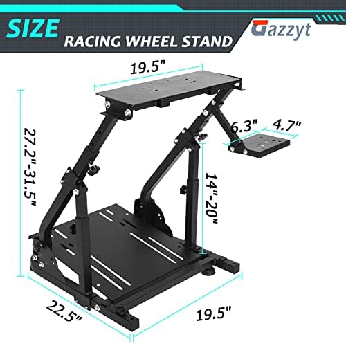 Racing Steering Wheel Stand with Double Reinforced Arm Fit for Logitech,Thrustmaster G29 G920 G923 T300 T300RS Foldable Ajustable Gaming Frame without Wheel Pedal and Shifter