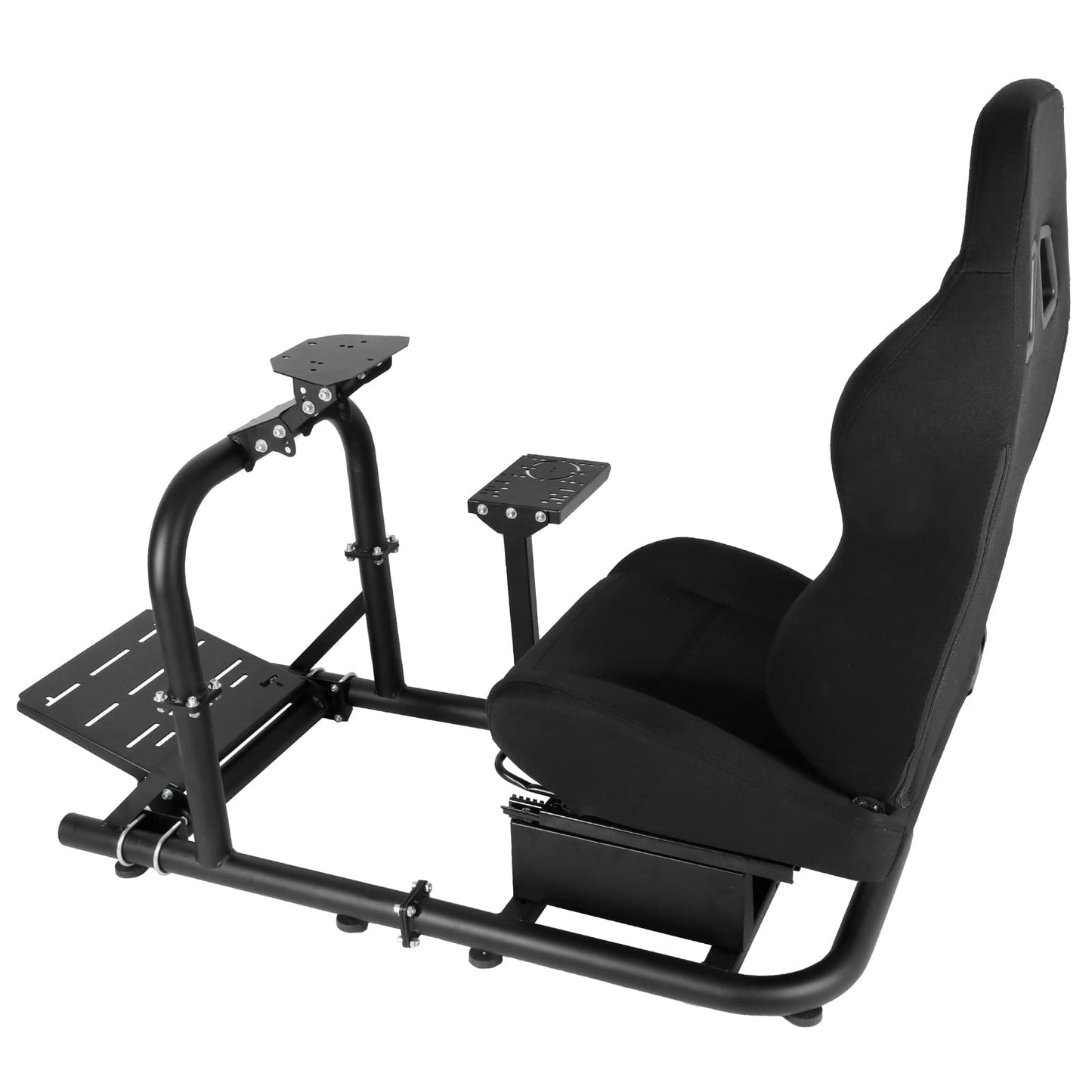 Upgrade Racing Simulator Cockpit Stand with Black Racing Seat fit for Logitech G27 G29 G923, Thrustmaster, Fanatec, Adjustable Wheel Stand,Handbrake&Shifter&Wheel&Pedal Not Included