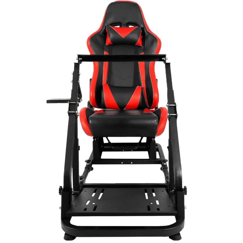 Adjustable Racing Simulator Cockpit Stand with Support Arms with Red Racing Seat Fit for Logitech G29 G920 G923,Steering Wheel Shifter Pedal and Seat Not Included