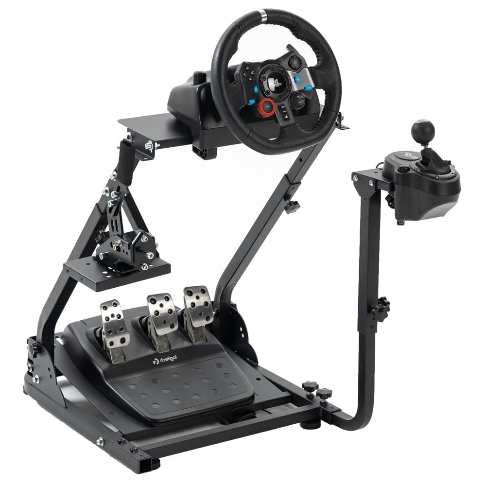 G920 Racing Steering Wheel with Double Shifter Foldable Fit for Logitech,Thrustmaster G29,G923,T150,T248 Wheel Stand Frame Driving Mount without Wheel Shifter and Pedal