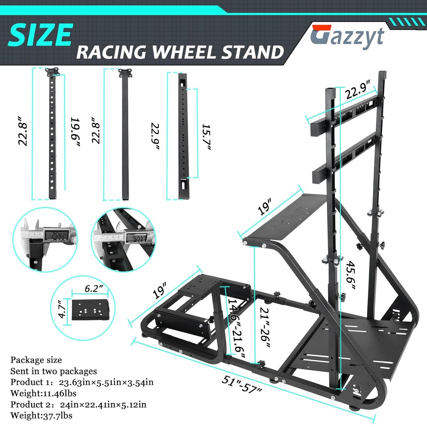 Gazzyt G29 Racing Simulator Cockpit with Installable Monitor Frame Fit for Logitech G920 G923,Thrustmaster,Fanatec,Gaming Wheel Stand without TV Wheels Pedals Shifter Seat
