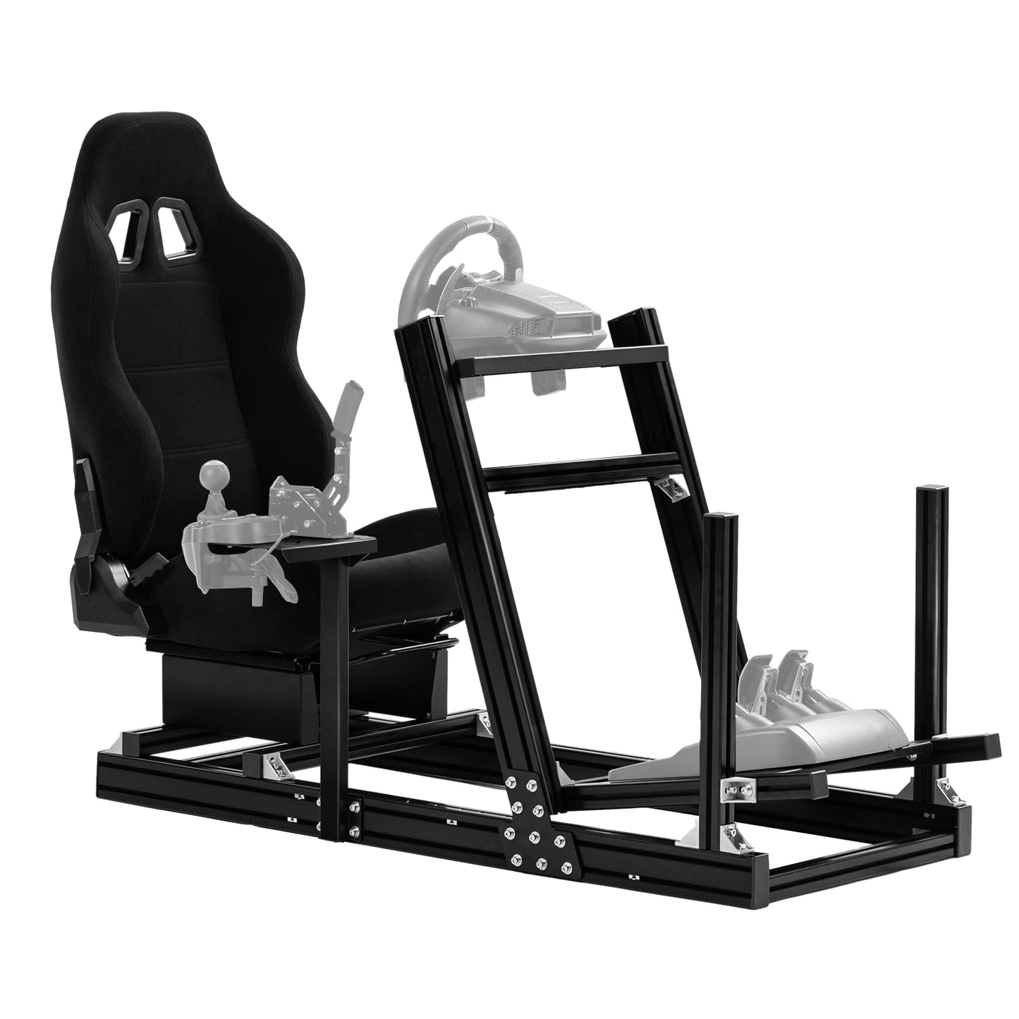 Gazzyt G29 Racing Simulator Cockpit Black Racing Seat Stand Fit for Logitech G920 G923, Thrustmaster, Fanatec, Aluminum Sim Racing Cockpit without Wheel,Pedal,Handbrake,Shifter,TV
