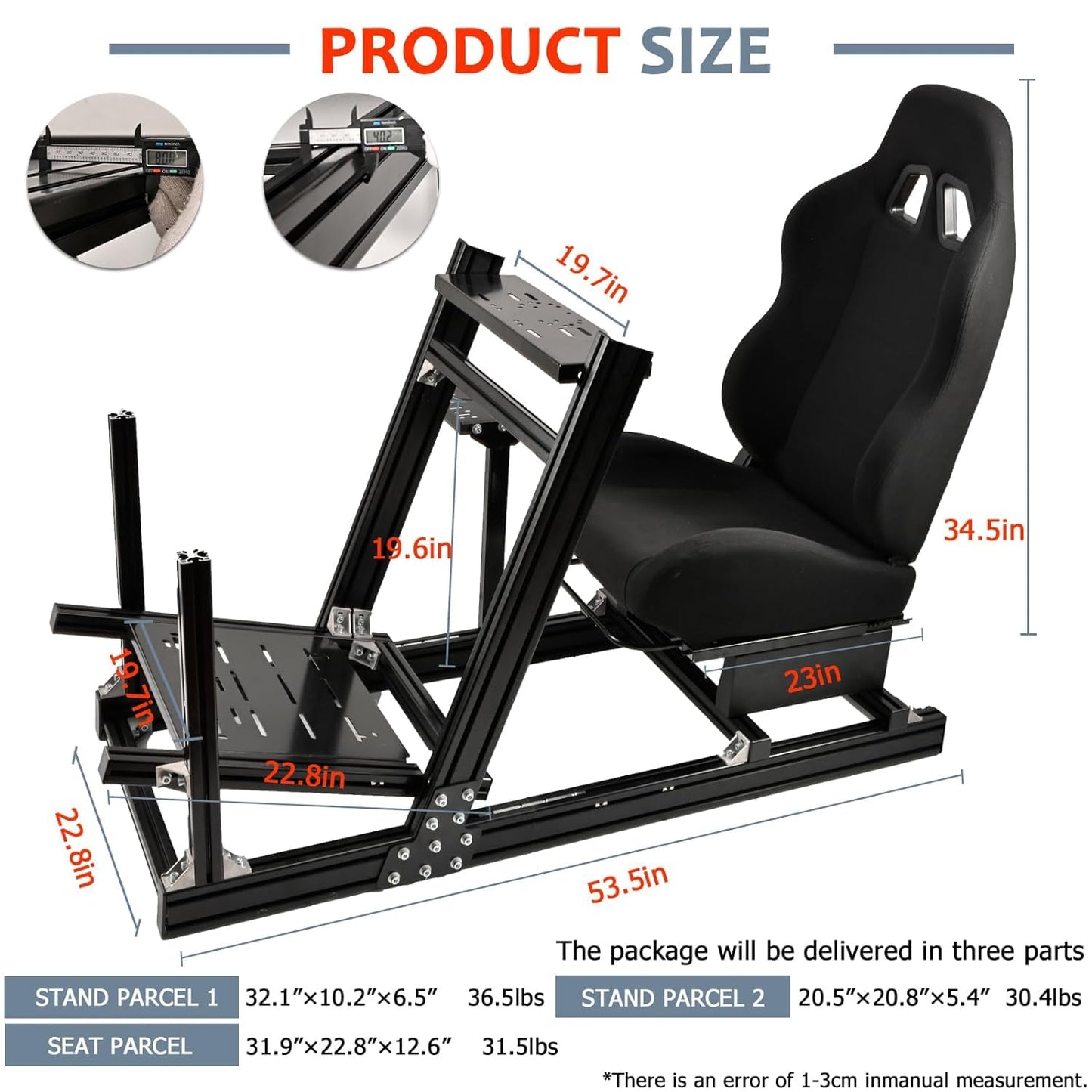 Gazzyt G29 Racing Simulator Cockpit Black Racing Seat Stand Fit for Logitech G920 G923, Thrustmaster, Fanatec, Aluminum Sim Racing Cockpit without Wheel,Pedal,Handbrake,Shifter,TV