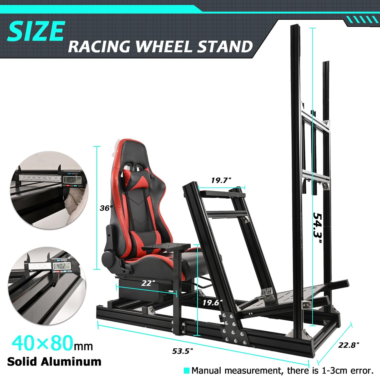 Gazzyt G27 Racing Simulator Cockpit Red Racing Seat Stand with Monitor Frame fit for Logitech G29, Thrustmaster, Fanatec, Aluminum Sim Racing Cockpit without Wheel,Pedal,Handbrake,Shifter,TV