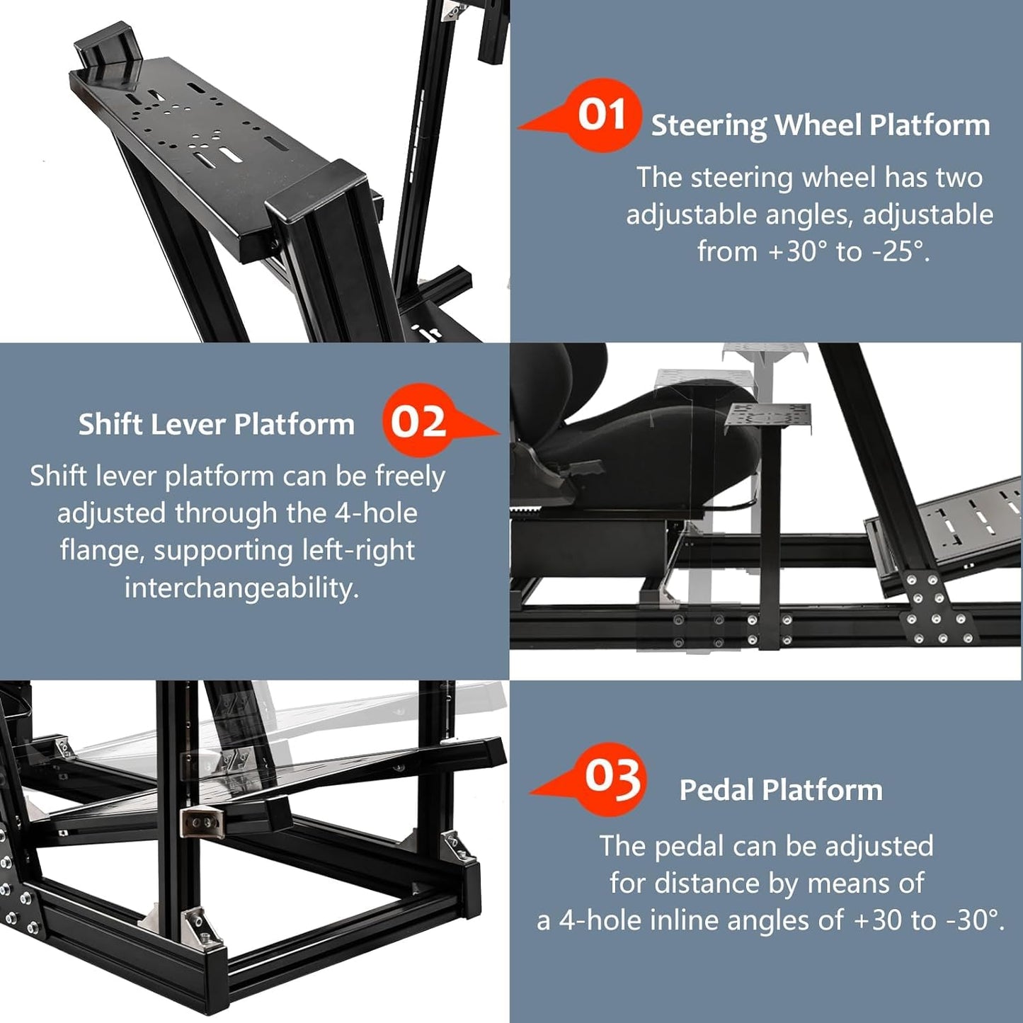 Gazzyt G29 Racing Simulator Cockpit Black Racing Seat Stand Fit for Logitech G920 G923, Thrustmaster, Fanatec, Aluminum Sim Racing Cockpit without Wheel,Pedal,Handbrake,Shifter,TV