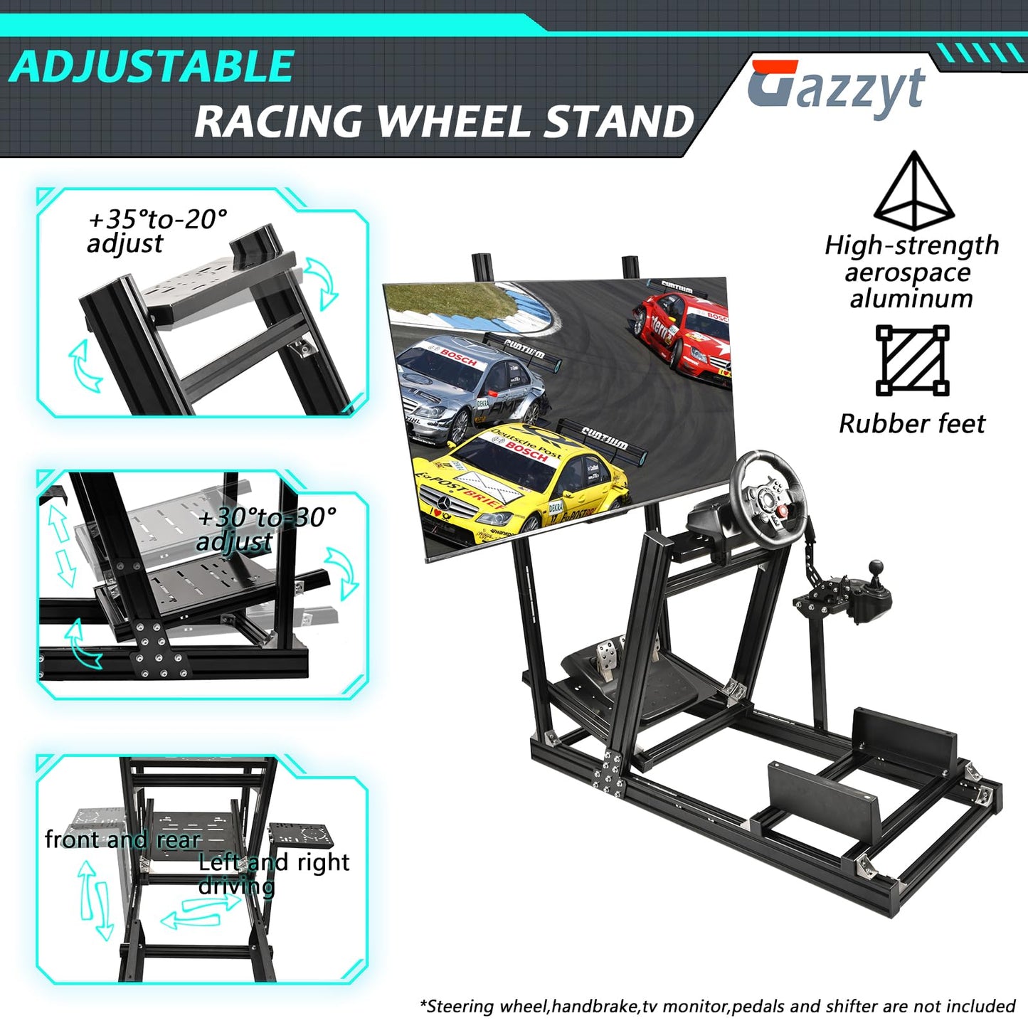 G920 Racing Simulator Cockpit Stand with Monitor Frame Fit for Logitech G29 G923 X52 X56, Thrustmaster, Fanatec, Aluminum Sim Racing Cockpit without Wheel,Pedal,Handbrake,Shifter,TV