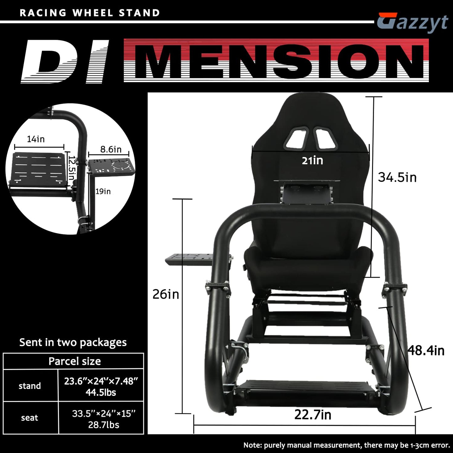 G29 Racing Simulator Cockpit Stand with Racing Seat fit for Logitech G27 G920, Thrustmaster, Fanatec, PC, Round Tube Gaming Wheel Stand, Wheel&Pedal Not Included