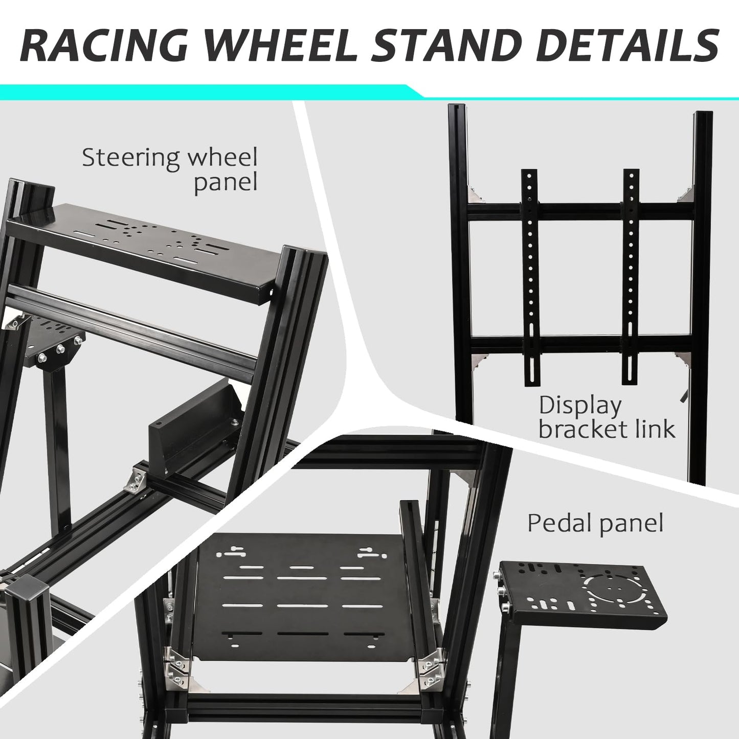G920 Racing Simulator Cockpit Stand with Monitor Frame Fit for Logitech G29 G923 X52 X56, Thrustmaster, Fanatec, Aluminum Sim Racing Cockpit without Wheel,Pedal,Handbrake,Shifter,TV
