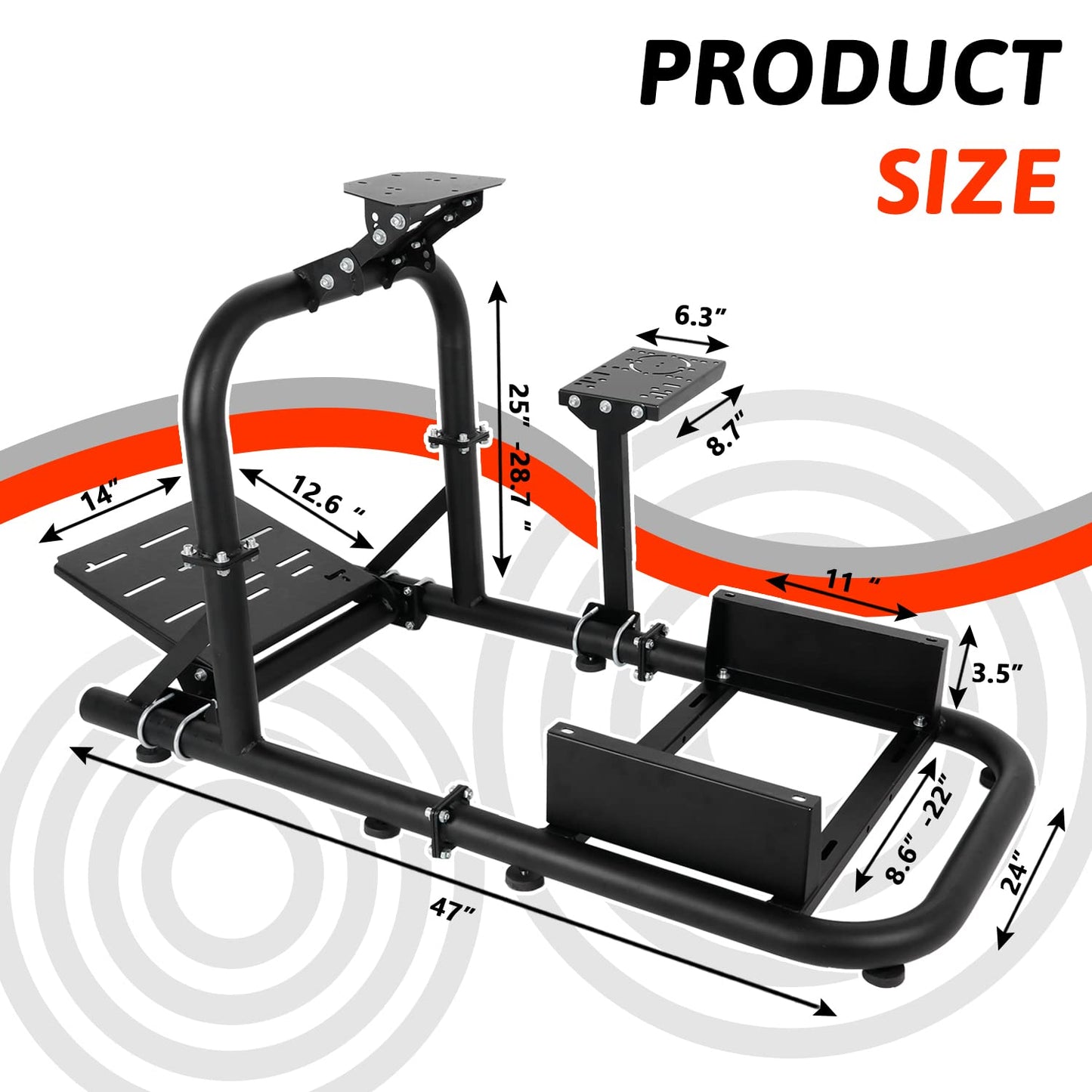Racing Simulator Cockpit Vertical Structure 50mm Round Tube fit for Logitech,Thrustmaster,Fanatec,Moza G25 G27 G29 G920 T248 Adjustable without Wheel,Pedal,Shifter,handbrake,Seat