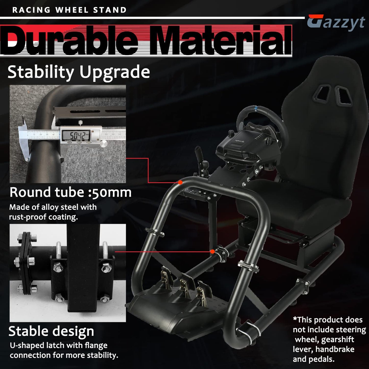 G29 Racing Simulator Cockpit Stand with Racing Seat fit for Logitech G27 G920, Thrustmaster, Fanatec, PC, Round Tube Gaming Wheel Stand, Wheel&Pedal Not Included