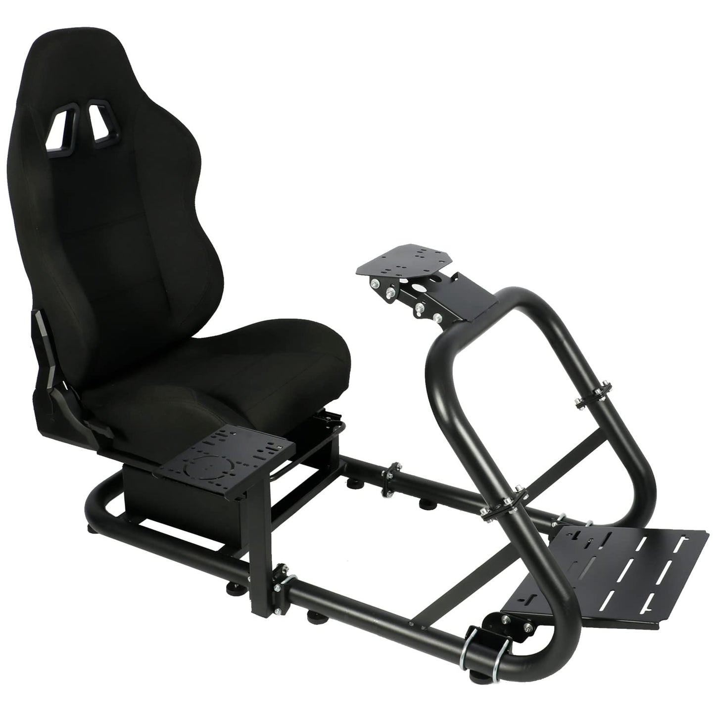 G29 Racing Simulator Cockpit Stand with Racing Seat fit for Logitech G27 G920, Thrustmaster, Fanatec, PC, Round Tube Gaming Wheel Stand, Wheel&Pedal Not Included