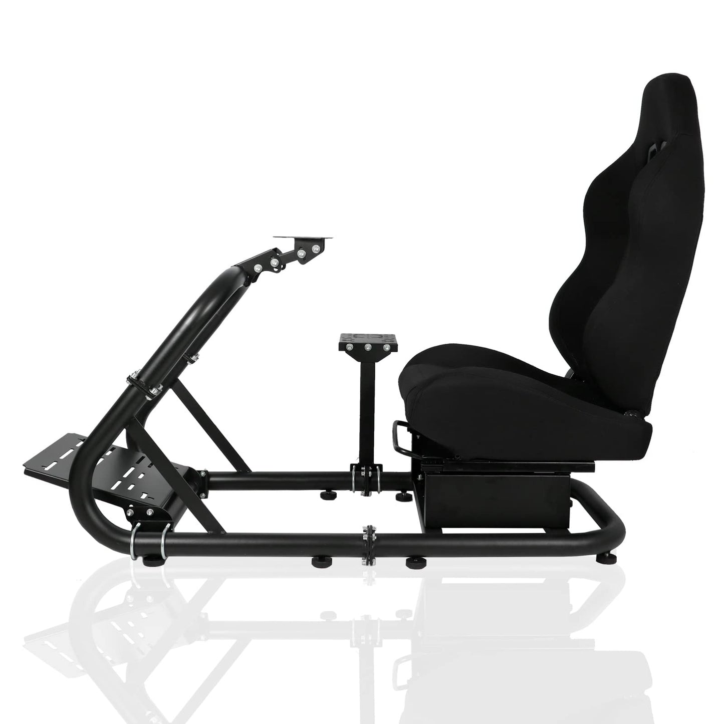 G29 Racing Simulator Cockpit Stand with Racing Seat fit for Logitech G27 G920, Thrustmaster, Fanatec, PC, Round Tube Gaming Wheel Stand, Wheel&Pedal Not Included