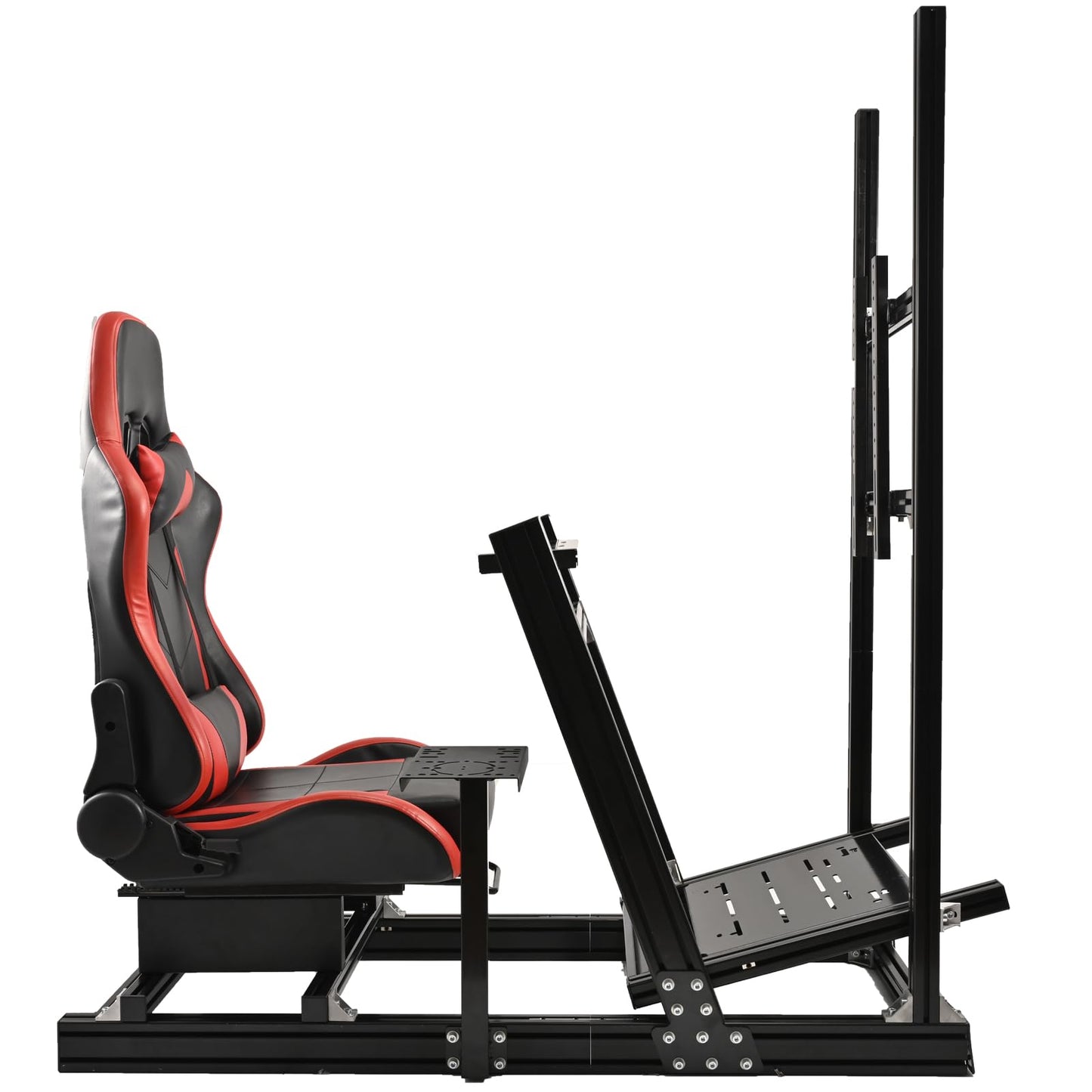 Gazzyt G27 Racing Simulator Cockpit Red Racing Seat Stand with Monitor Frame fit for Logitech G29, Thrustmaster, Fanatec, Aluminum Sim Racing Cockpit without Wheel,Pedal,Handbrake,Shifter,TV