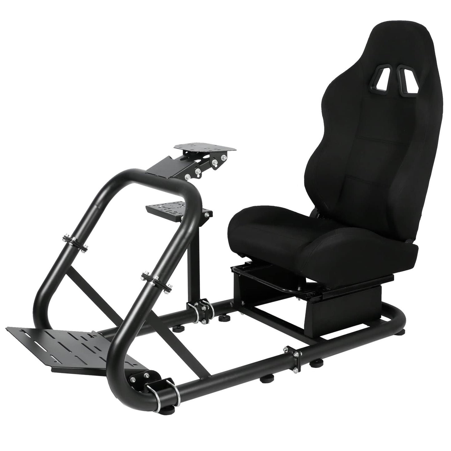 G29 Racing Simulator Cockpit Stand with Racing Seat fit for Logitech G27 G920, Thrustmaster, Fanatec, PC, Round Tube Gaming Wheel Stand, Wheel&Pedal Not Included